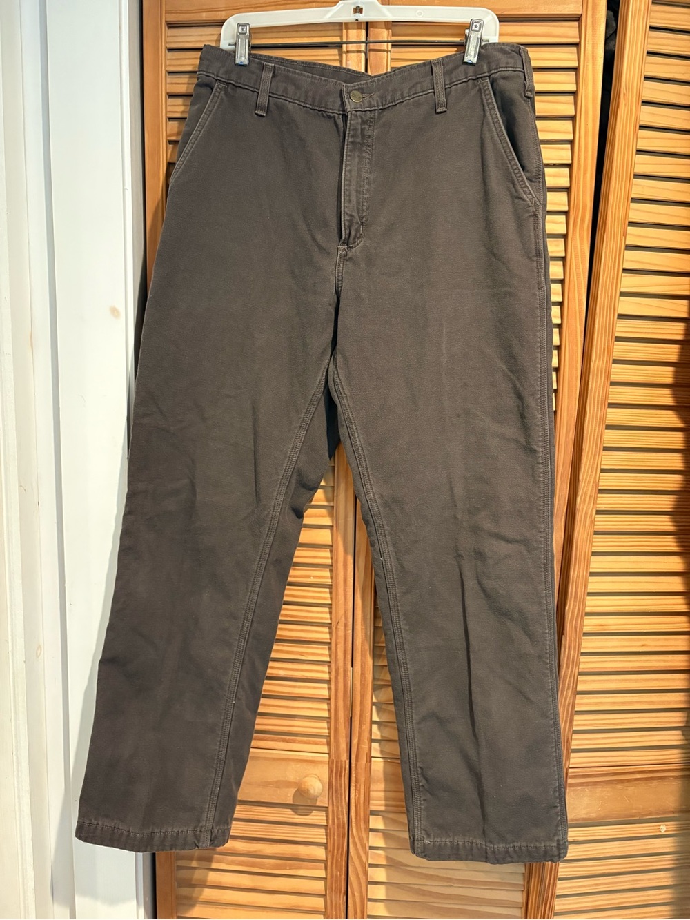 Men's Carhartt Flannel Lined Dungaree Fit Work Pants 34x32 outdoors Straight Leg